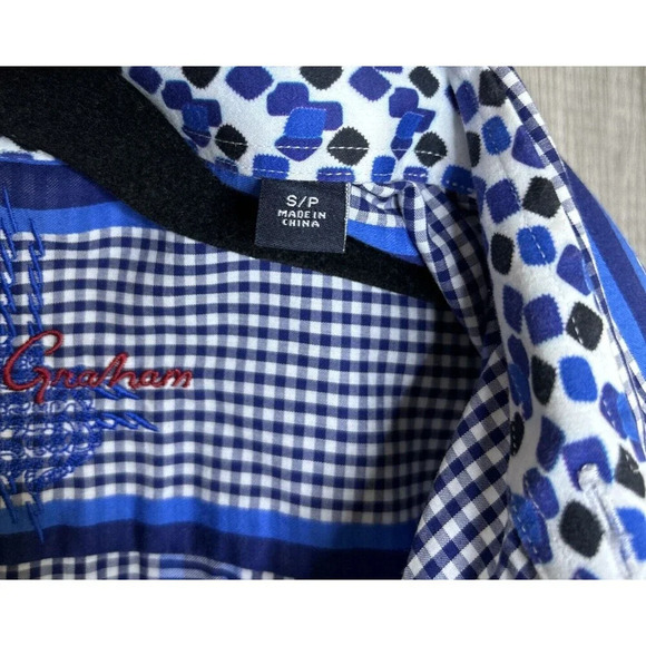 Robert Graham Mens Button Down Shirt Checkered Striped Preppy Size S - Picture 4 of 9